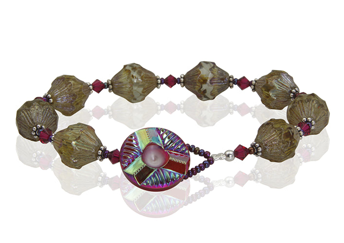 Ruby Topaz Crystal Button Bracelet - SWCreations
