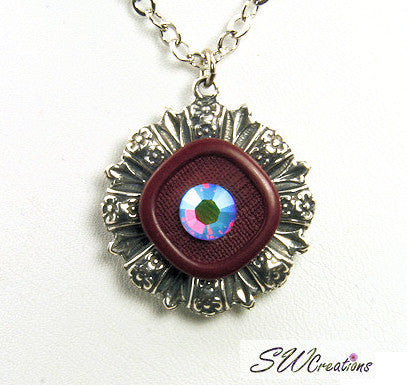 Purple Crystal Vintage Button Pendant - SWCreations
 - 2