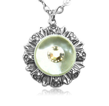 Golden Cream Crystal Vintage Button Pendant - SWCreations
 - 2