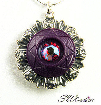Reversible Diva Amethyst Tan Button Pendant - SWCreations
 - 2
