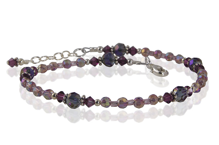 Amethyst Purple Crystal Beaded Anklet - SWCreations
