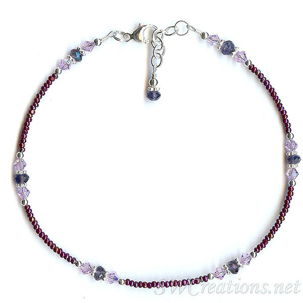 Iolite Violet Wine Gemstone Beaded Anklet - SWCreations
