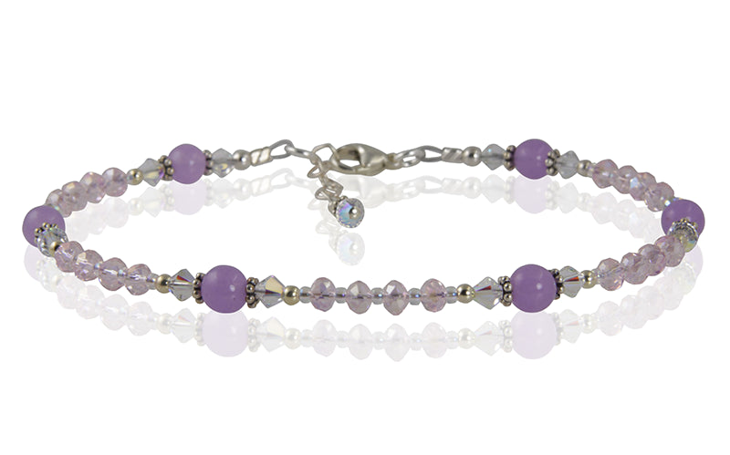Lilac Purple Crystal Beaded Anklet - SWCreations
