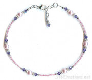 Tanzanite Crystal Pink Pearl Anklet - SWCreations