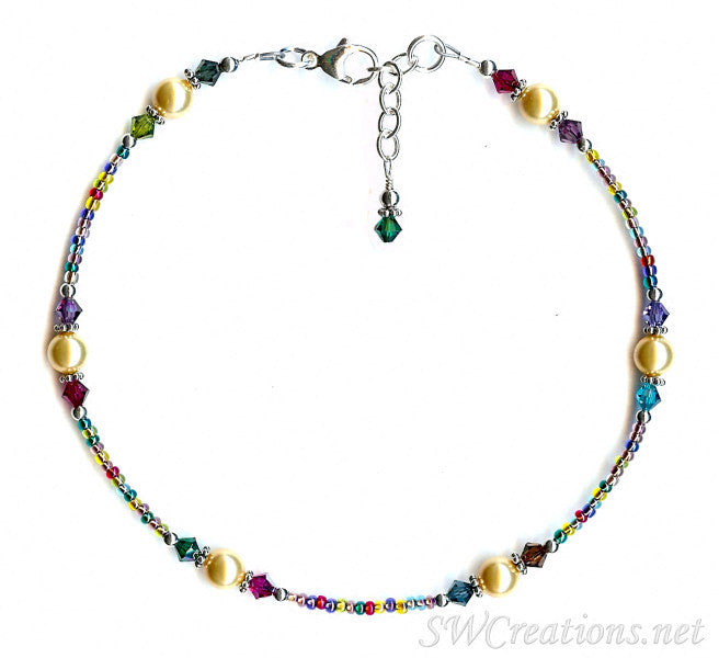 Holiday Lights Gold Pearl Crystal Anklet - SWCreations
