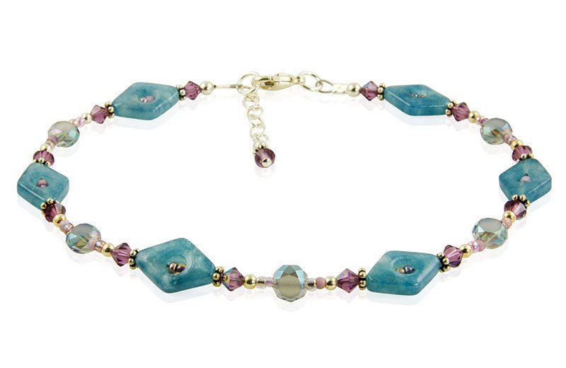 Purple Blue Quartz Gemstone Anklet - SWCreations
