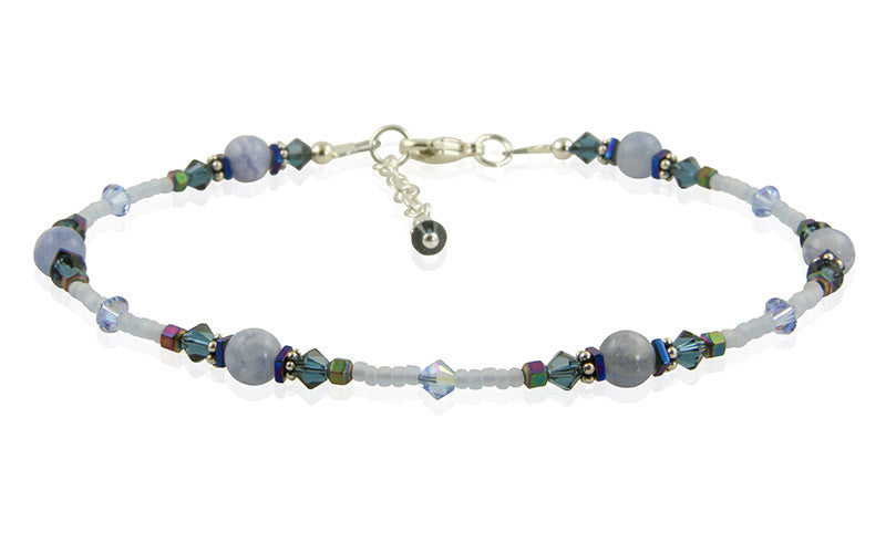 Blue Lace Agate Gemstone Anklet - SWCreations
