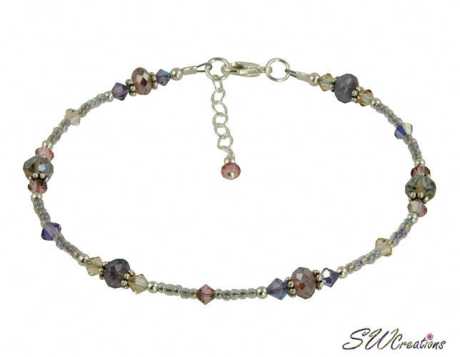 Shimmer Tanzanite Mauve Crystal Beaded Anklet - SWCreations
 - 2
