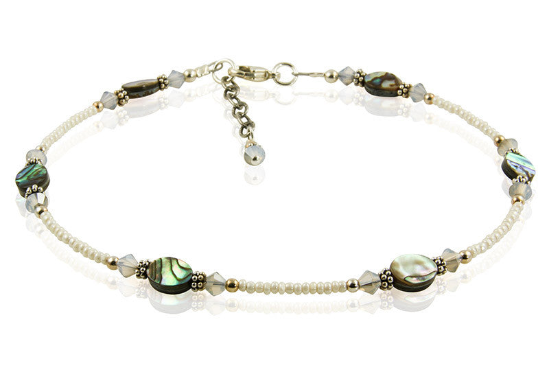 Gray Opal Green Abalone Shell Anklet - SWCreations
