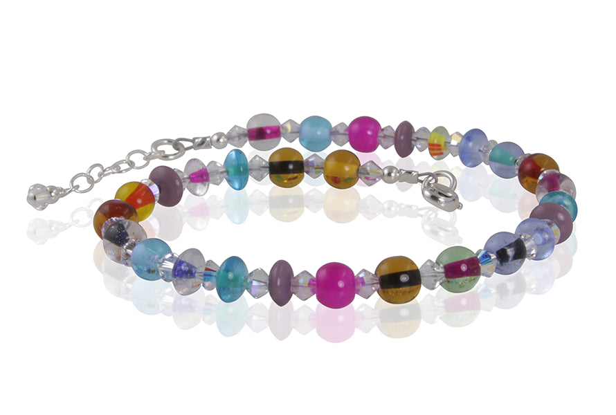 Prismatic Glass Crystal Beaded Anklet - SWCreations
