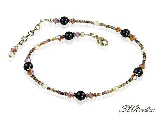 Topaz Purple Pearl Sunset Anklet - SWCreations
