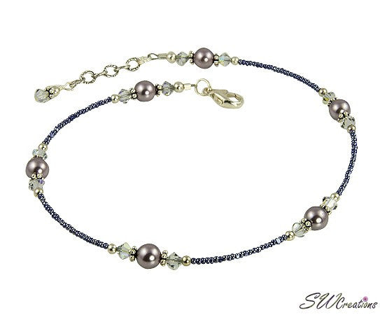 Shadow Crystal Mauve Pearl Anklet - SWCreations
