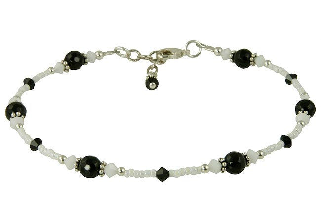 Noir et Blanc Gemstone Beaded Anklet - SWCreations
