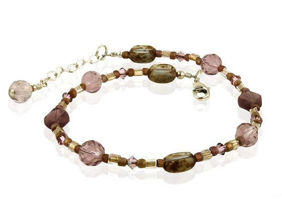 Satin Rose Topaz Beaded Anklet - SWCreations
