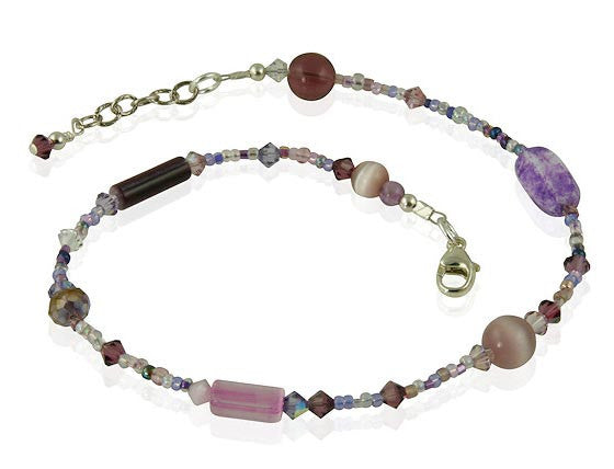 Crystal Lavender Glass Beaded Anklet - SWCreations
 - 2