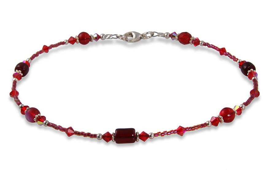 Red Crystal Handmade Beaded Anklet - SWCreations
