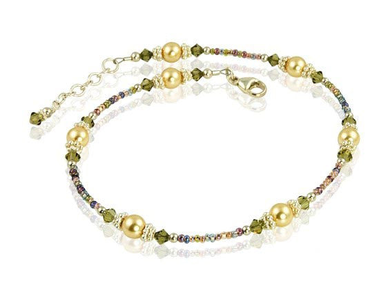 Golden Khaki Crystal Sunrise Anklet - SWCreations
