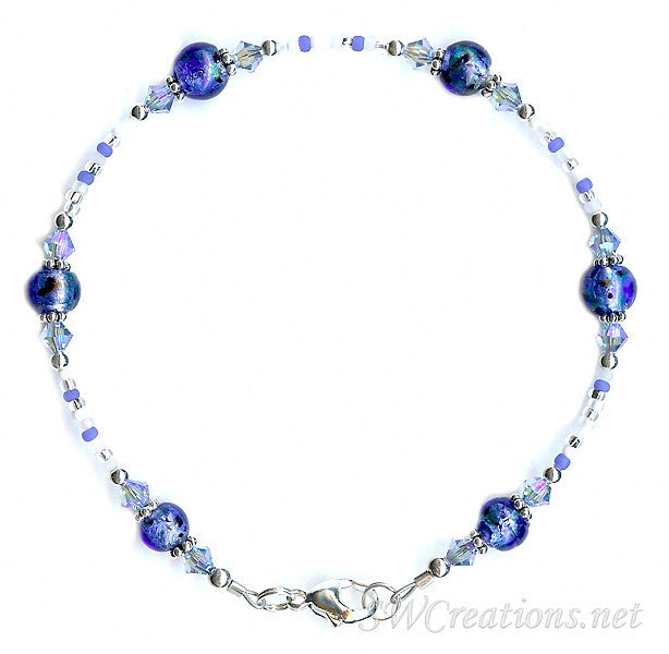 Sapphire Brilliance Shimmer Glass Crystal Anklet - SWCreations
