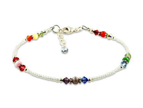 White Rainbow Cats Eye Crystal Anklet - SWCreations
