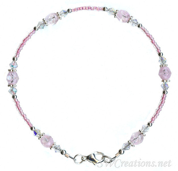 Alluring Pink Crystal Beaded Anklet - SWCreations
