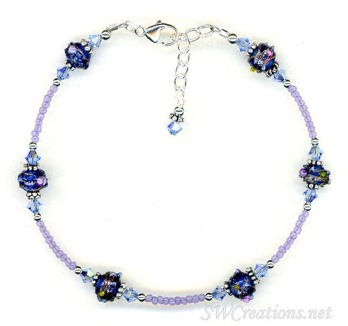 Sapphire Crystal Cobalt Beaded Anklet - SWCreations
