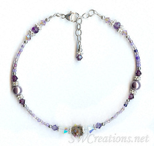 Violette Flor Crystal Lampwork Anklet - SWCreations
