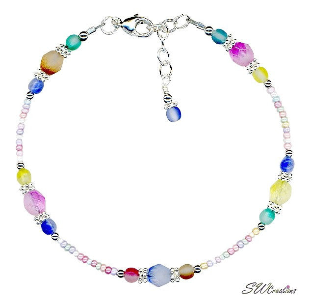 Spring Pastel Crystal Pearl Anklet - SWCreations
