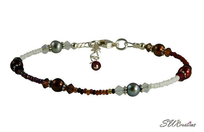 Autumn Colors Pearl Beaded Anklet - SWCreations
