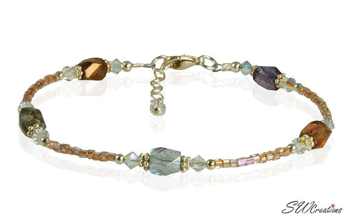Earth-tone Crystal Glass Beaded Anklet - SWCreations
