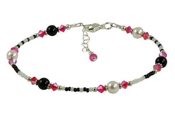 All Jazzed Up Pink Zebra Beaded Anklet - SWCreations
