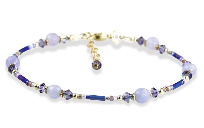Captivating Tanzanite Crystal Jade Beaded Anklet - SWCreations
