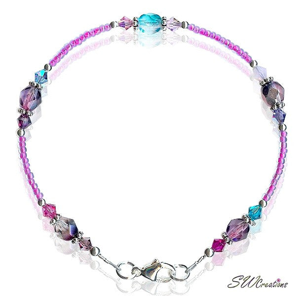 Rhapsody in Blue Crystal Medley Anklet - SWCreations
