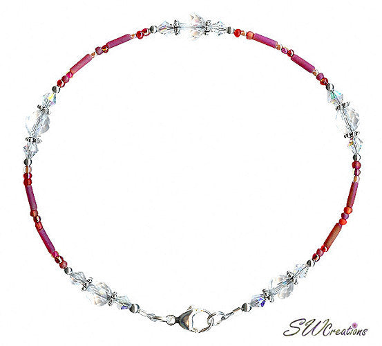 Designer Red Rock Crystal Beaded Anklet - SWCreations
