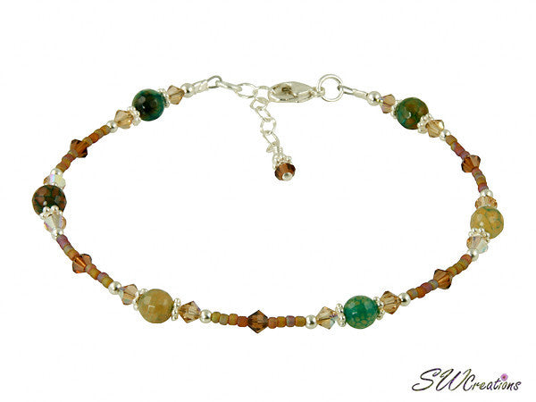 Topaz Fire Agate Gemstone Beaded Anklet - SWCreations
