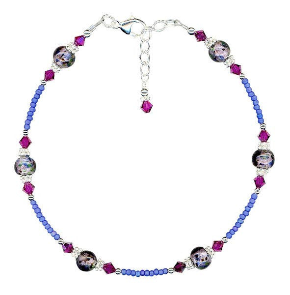 Amethyst Glass Fuchsia Crystal Anklet - SWCreations
