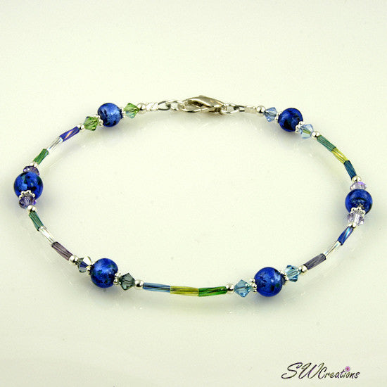 Sapphire Twist Crystal Beaded Anklet - SWCreations
