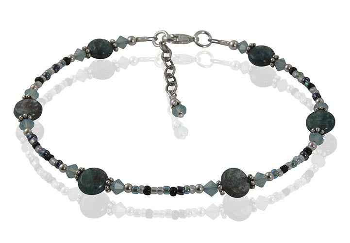 Green Labradorite Gemstone Beaded Anklet - SWCreations
