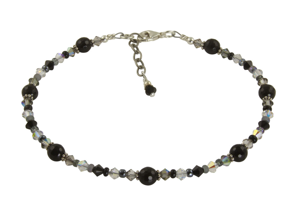 handmade black onyx beaded anklet