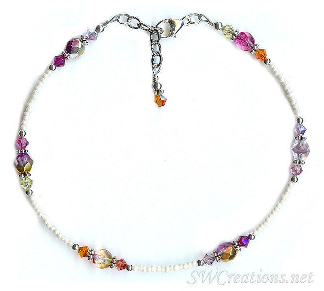Shimmery Sunset Glass Crystal Anklet - SWCreations

