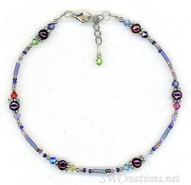Purple Pearl  Crystal Beaded Anklet - SWCreations
