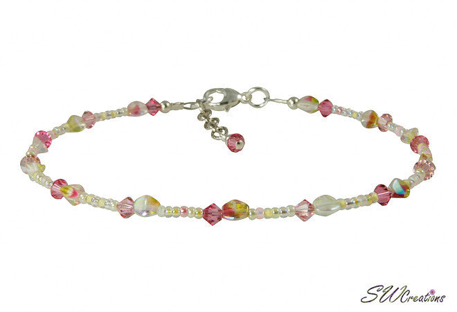 Summer Yellow Hibiscus Beaded Anklet - SWCreations
