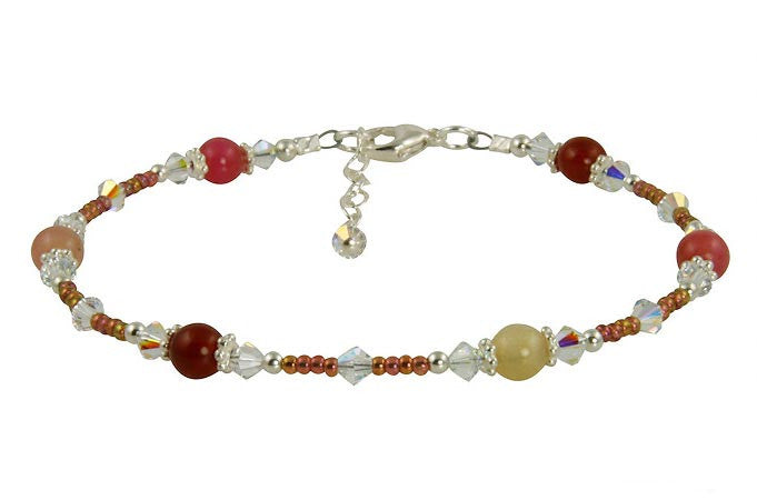 Jade Sunset Gemstone Crystal Beaded Anklet - SWCreations
 - 1