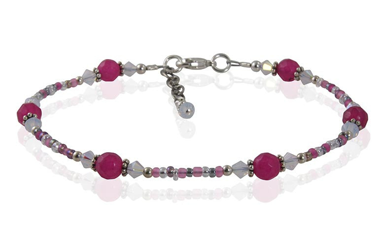 Vivid Pink Opal Gemstone Anklet - SWCreations
