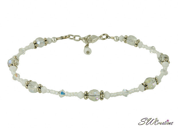 Snow White Crystal Glass Beaded Anklet - SWCreations
