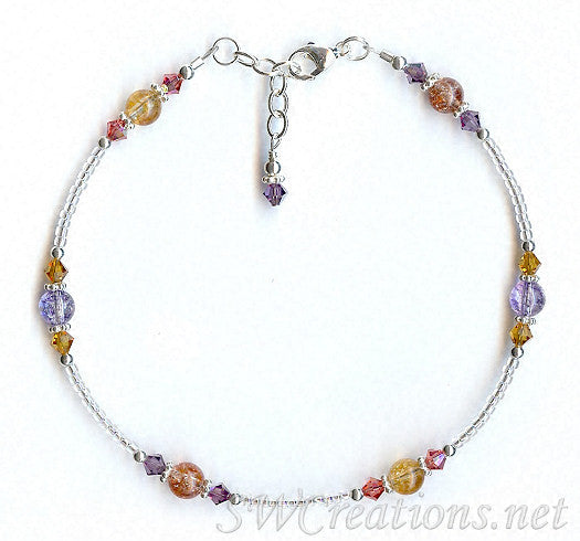 Sunset Crackle Crystal Bali Anklet - SWCreations
