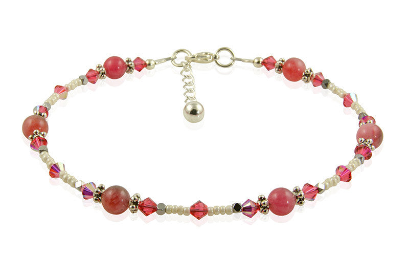 Romantic Pink Jade Gemstone Anklet - SWCreations
