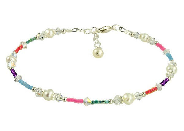 Colorful Pearl Crystal Beaded Anklet - SWCreations
