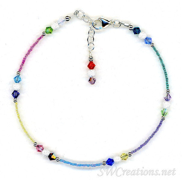 Crystal Sparkle Mix Beaded Anklet - SWCreations
