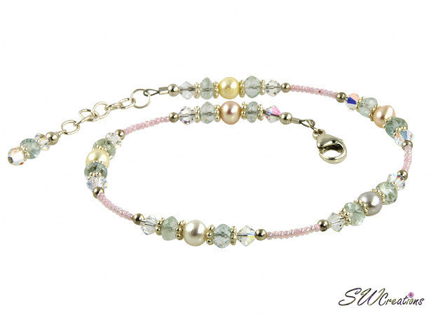 Apetite Pearl Crystal Gemstone Beaded Anklet - SWCreations
