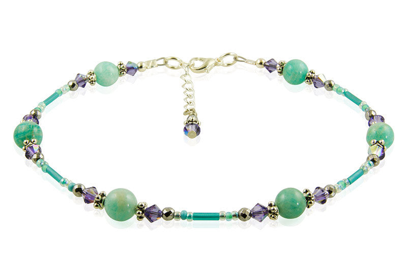 Tanzanite Green Jade Gemstone Anklet - SWCreations
